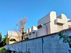 Fundació Miró building seen from the Laribal Gardens in Barcelona