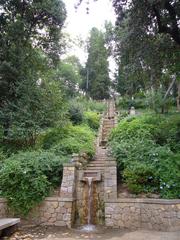 Montjuic La Font del Gat lower waterfall in Barcelona