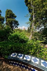 View of Palau Nacional from Jardins de Laribal in Barcelona