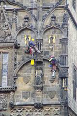 workers at the Powder Tower in Prague