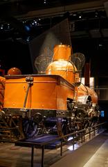 Historical steam locomotive at Train World museum in Schaerbeek