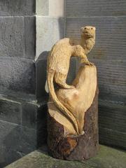 Chainsaw otter wooden sculpture at the entrance to the Hermitage of Braid Visitor Centre