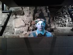 Virtual character Stanley Clark Bagg in the archaeological crypt at Pointe-à-Callière