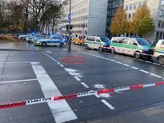 Street view with adhesive remnants after clearing a blockade by Letzte Generation activists in Munich