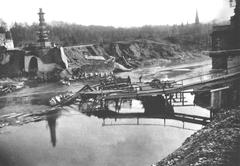 Collapsed Luitpoldbrücke in Munich due to flooding on September 14, 1899