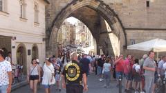 Charles Bridge in Prague with tourists after the pandemic