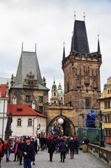 Karlsbrücke in Prague with Malá Strana towers