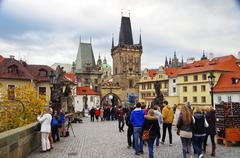 Charles Bridge in Prague with Malá Strana towers