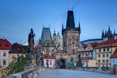 Charles Bridge in Prague at sunrise