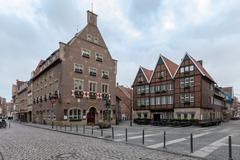 Square at the Kiepenkerl in Münster, North Rhine-Westphalia, Germany