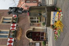 Memorial at Kiepenkerl Monument in Münster on April 8, 2018, a day after a tragic incident involving a van crash