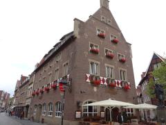 scenic view of Münster, Germany with a cathedral and historic buildings