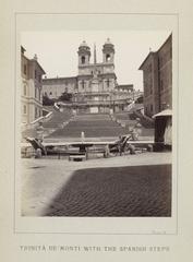 Spanish Steps, Fontana della Barcaccia, and Trinità dei Monti church in Rome