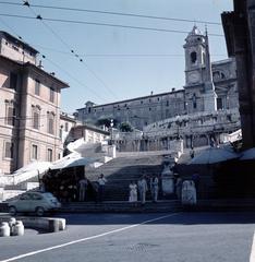 1958 historical view of Trinità dei Monti and Scalinata in Rome