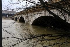 2018 Seine river flood at the Bridge of Bercy in Paris