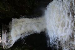 Geroldsauer Waterfall during heavy rain on March 13, 2020