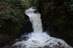 Geroldsauer Waterfall after heavy rainfall on March 13, 2020