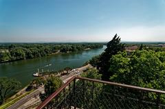 Panoramic view from Belvédère Panoramique du Rhône in Avignon's Jardin des Doms