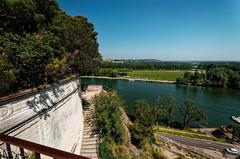 Panoramic View over Rhône valley from Avignon's Jardin des Doms