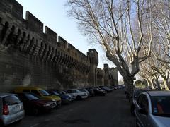 Avignon cityscape view with historical buildings and dramatic sky