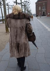 Brown broadtail coat with sable trim