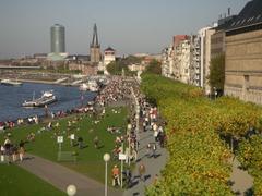 Strolling along the River Rhine in Dusseldorf, Germany