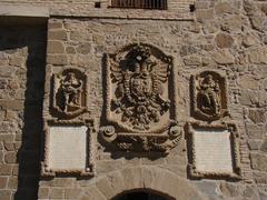 San Martín Bridge in Toledo with heraldic shields