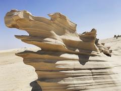 Abu Dhabi fossil dunes under a clear blue sky