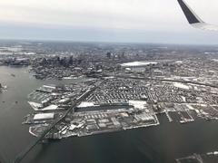 Boston Autoport with Tobin Bridge and Boston skyline