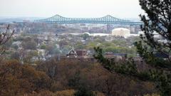 View of Tobin Memorial Bridge from Boojum Rock in Malden, MA