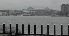 Tobin Memorial Bridge southeast view from Inner Harbor Pier 10 in Boston