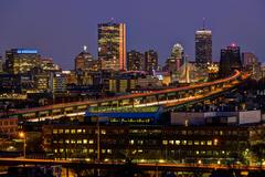 Tobin Bridge and Boston skyline from Malone Park in Chelsea