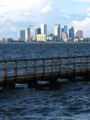 downtown Tampa skyline and new boat dock viewed from Ballast Point Park