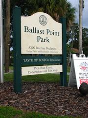 Ballast Point Park Sign at Entrance to Park and Pier in Ballast Point, Tampa, Florida