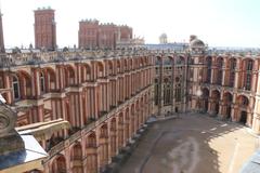 view of the castle courtyard from the rooftops