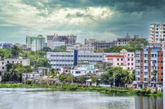 Comilla cityscape with buildings and green areas