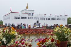 Buddha Jayanti celebration with a golden Buddha statue