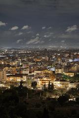 Athens at night with the Ancient Agora and Mount Parnes