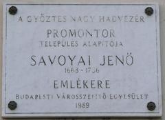 Commemorative plaque of Jenő Savoyai in Budapest