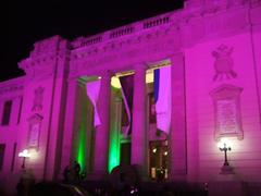 Federal Palace of Chihuahua illuminated at night