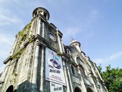 San Sebastian Cathedral with life protection banners