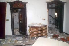 ornate doorway and antique bedroom furniture in Saddam Hussein's palace, Baghdad