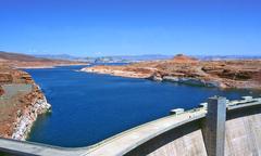 Glen Canyon Dam and Lake Powell in Arizona from a high viewpoint