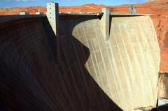 Glen Canyon Dam in Arizona viewed from the top of the dam