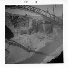 Glen Canyon Dam, Colorado River, Page, Arizona, October 1958, in black and white