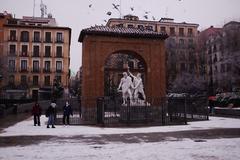 Plaza del Dos de Mayo in Madrid covered in snow, January 7, 2021