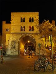 Eigelstein Gate Tower by night in Cologne, Germany