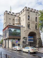 Hahnentorburg at Rudolfplatz in Cologne, southeast view after demolition of the connecting bridge