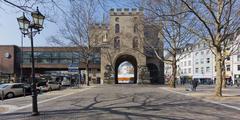 Backside of the historic Hahnentor city gate at Rudolfplatz