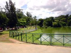 Lake with monkeys at the islands